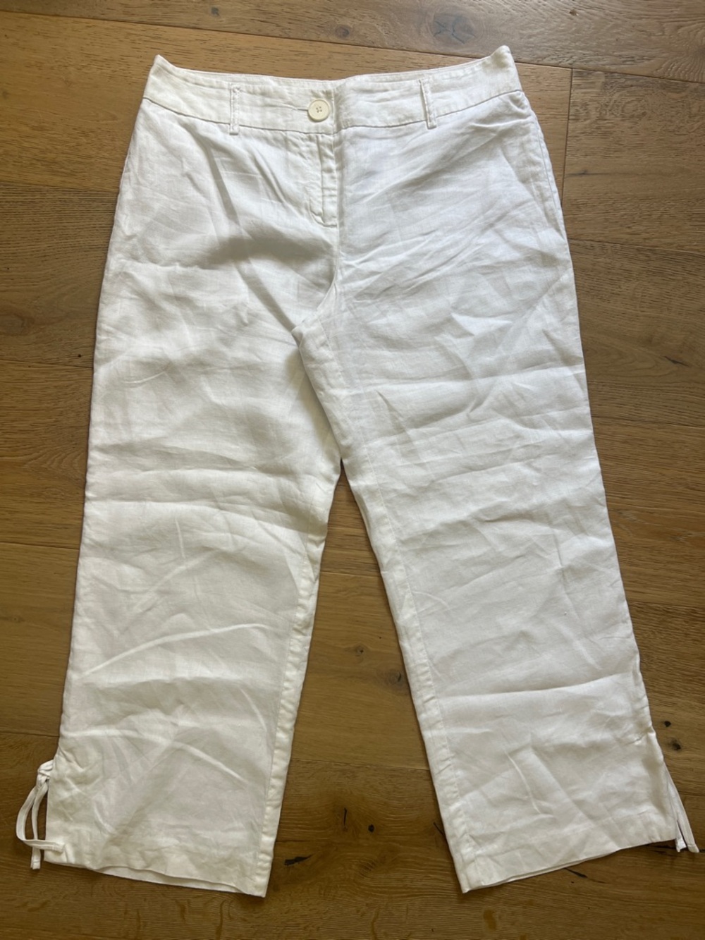 LOFT White Wide Leg Linen Crop Pants